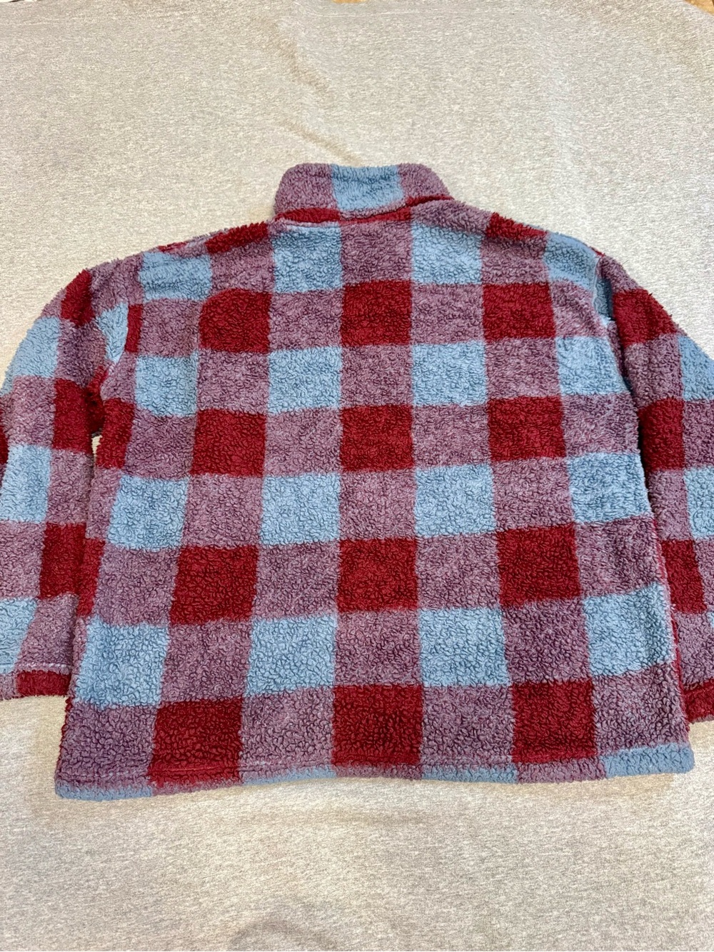 Eddie Bauer Cozy Buffalo Check Sherpa Fleece Quarter-Zip Pullover - Womens XL - Picture 7 of 7